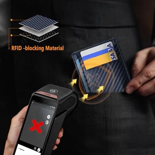 Travelambo Slim Minimalist Wallet for Men, RFID Blocking Front Pocket Card Holder, Navy Blue | Lightweight & Durable Faux Leather thumbnail 5