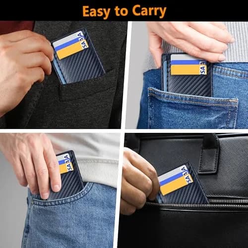 Travelambo Slim Minimalist Wallet for Men, RFID Blocking Front Pocket Card Holder, Navy Blue | Lightweight & Durable Faux Leather thumbnail 8