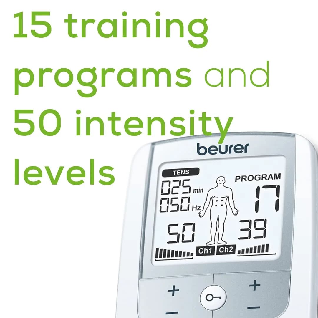 Beurer EM44 TENS Unit Muscle Stimulator with 50 Intensity Levels & 15 Programs | 0.36 kg (0.8 lb) - view 4