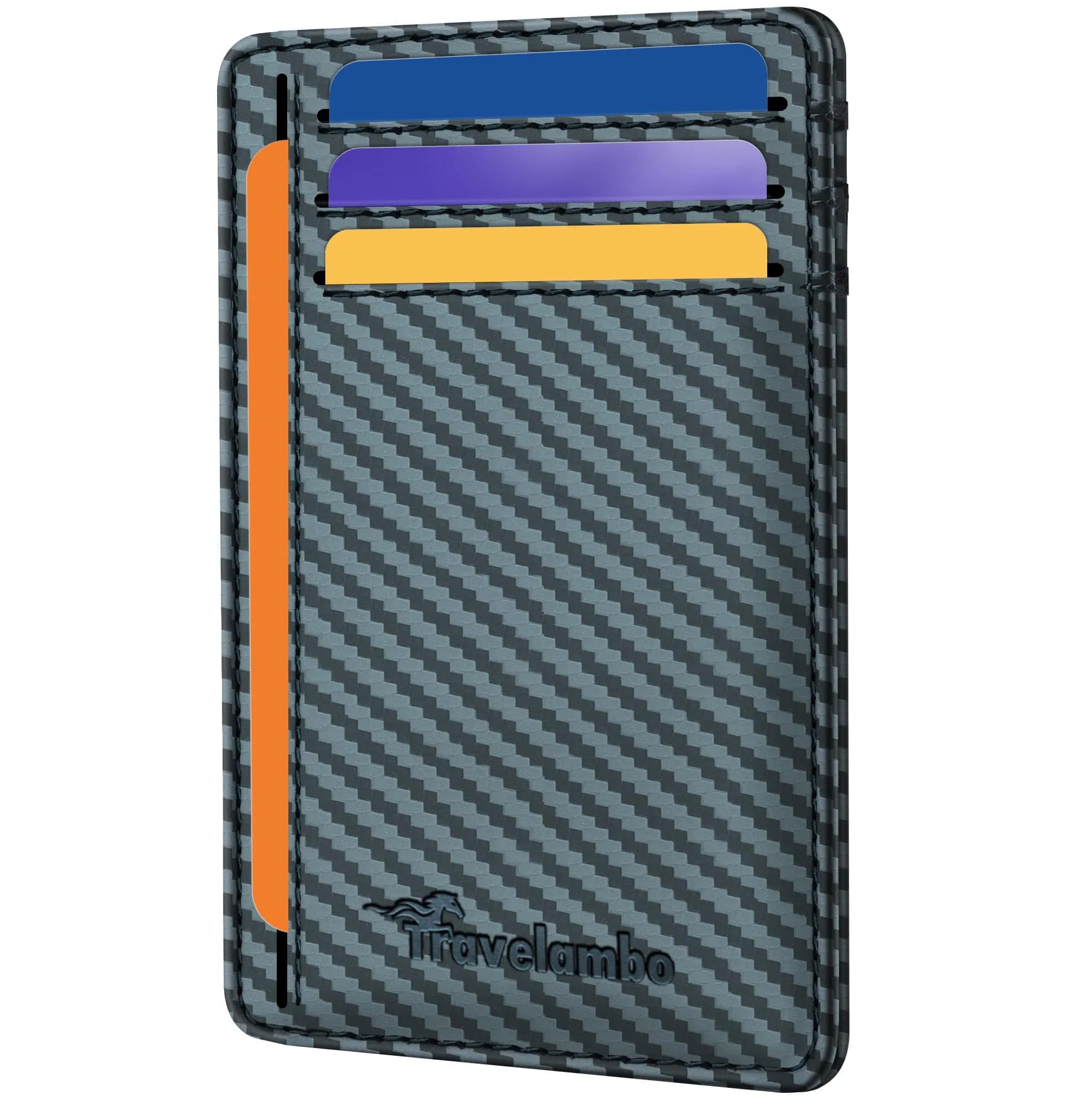 Travelambo Slim Minimalist Wallet for Men, RFID Blocking Credit Card Holder, Front Pocket ID Card Case, Blue | 8.2cm (3.3" X 4.1") — Blue