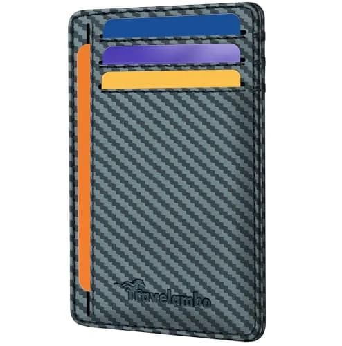 Travelambo Slim Minimalist Wallet for Men, RFID Blocking Credit Card Holder, Front Pocket ID Card Case, Blue | 8.2cm (3.3" X 4.1") thumbnail 1
