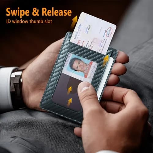 Travelambo Slim Minimalist Wallet for Men, RFID Blocking Credit Card Holder, Front Pocket ID Card Case, Blue | 8.2cm (3.3" X 4.1") thumbnail 6