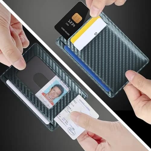 Travelambo Slim Minimalist Wallet for Men, RFID Blocking Credit Card Holder, Front Pocket ID Card Case, Blue | 8.2cm (3.3" X 4.1") thumbnail 9