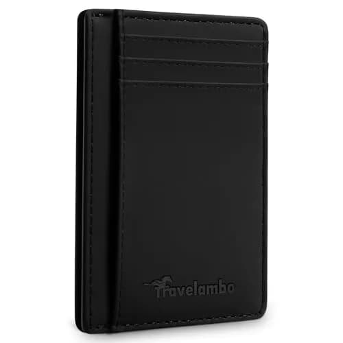 Travelambo Slim Wallet Front Pocket Minimalist Leather RFID Blocking 0.12 inch Thick thumbnail 1