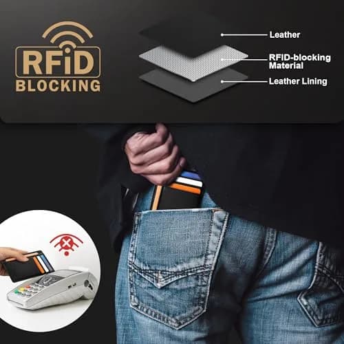 Travelambo Slim Wallet Front Pocket Minimalist Leather RFID Blocking 0.12 inch Thick thumbnail 6