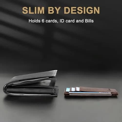 Travelambo Slim Leather Wallet Front Pocket RFID Blocking 0.12" (3.1" x 4.4" x 0.12") | Minimalist Card Holder for Men thumbnail 9