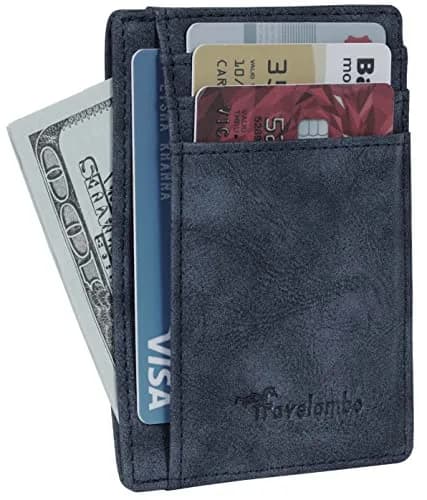 Travelambo Slim Wallet Front Pocket Minimalist Leather RFID Blocking Medium Size | Compact & Secure thumbnail 2
