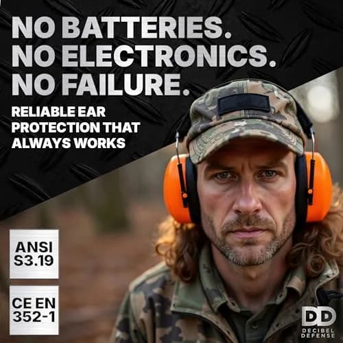 DECIBEL DEFENSE Ear Protection, 37 dB NRR Ear Muffs (HI-VIZ ORANGE) | Industry-leading noise reduction for shooting & industrial use thumbnail 5
