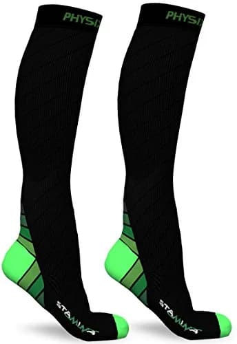 Physix Gear Sport Compression Socks L/XL Black/Green | Graduated Compression for Circulation & Athletic Support thumbnail 4