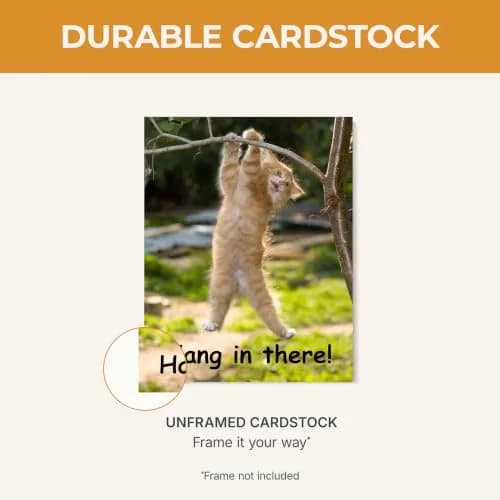 HoneyKICK Hang in There Cat Poster, Funny Motivational Wall Art, 11x14 thumbnail 5