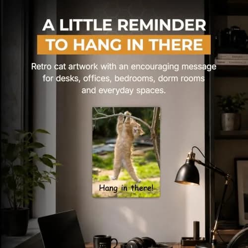 HoneyKICK Hang in There Cat Poster, Funny Motivational Wall Art, 11x14 thumbnail 6
