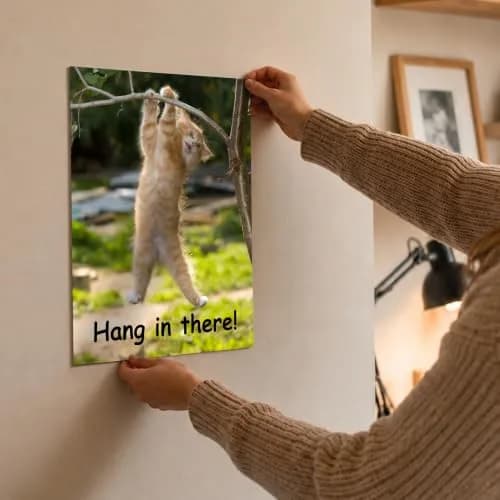 HoneyKICK Hang in There Cat Poster, Funny Motivational Wall Art, 11x14 thumbnail 7