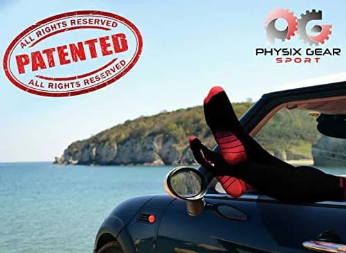 Physix Gear Sport Compression Socks Black/Red L/XL | Graduated Compression for Circulation & Travel thumbnail 2