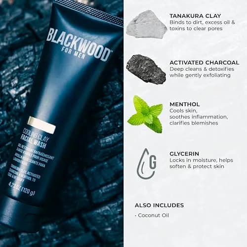 Blackwood For Men Cooling Clay Face Wash 125ml (4.23 oz) | Deep Cleansing & Acne Treatment thumbnail 4