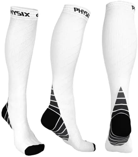 Physix Gear Compression Socks White L/XL | Support Circulation & Blood Flow (115 chars) thumbnail 1