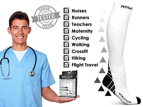 Physix Gear Compression Socks White L/XL | Support Circulation & Blood Flow (115 chars) thumbnail 5