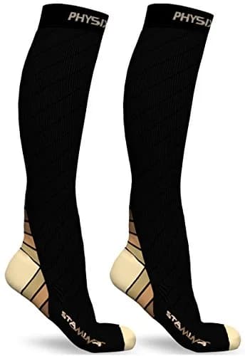 Physix Gear Compression Socks - Best Men & Women Support for Circulation, Running, Nurses, Athletic Use, Blood Pressure, Nude/Beige | S/M thumbnail 4