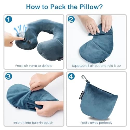 Keemall Portable Inflatable Travel Neck Pillow for Airplane, Car & Office | Micro-Velvet, Ergonomic U-Shape, Washable Cover thumbnail 7
