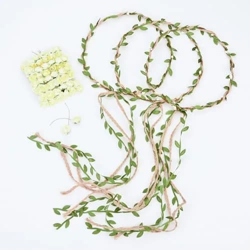 DDazzling Flower Crown Floral Wreath Headband Ivory | Elegant Floral Accessory for Girls & Women thumbnail 4