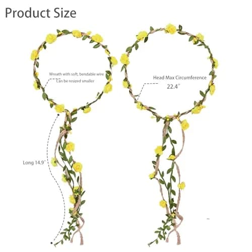 DDazzling Flower Crown Floral Wreath Headband Ivory | Elegant Floral Accessory for Girls & Women thumbnail 6