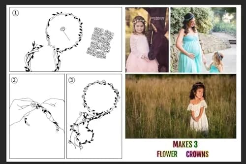 DDazzling Flower Crown Floral Wreath Headband Ivory | Elegant Floral Accessory for Girls & Women thumbnail 2