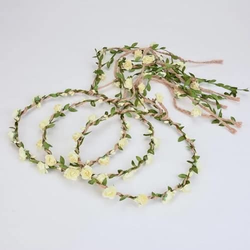 DDazzling Flower Crown Floral Wreath Headband Ivory | Elegant Floral Accessory for Girls & Women thumbnail 3