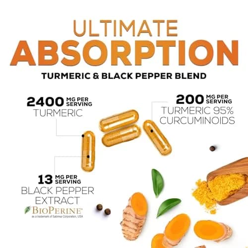 Nature's Nutrition 2400mg vegan herbal supplement | Organic turmeric & BioPerine for joint & immune support thumbnail 6