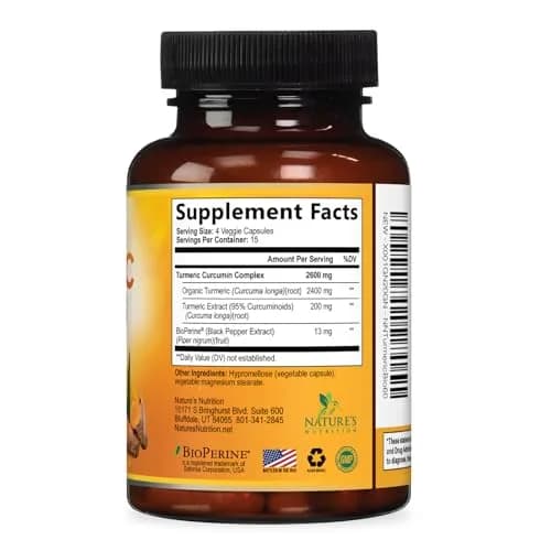 Nature's Nutrition 2400mg vegan herbal supplement | Organic turmeric & BioPerine for joint & immune support thumbnail 9
