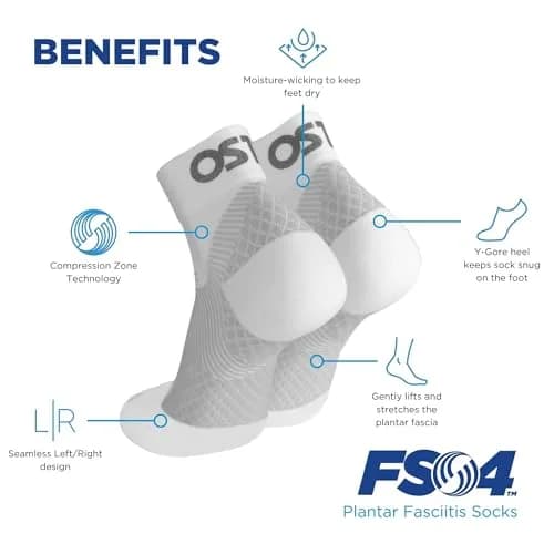 OrthoSleeve FS4 Orthotic Socks for Plantar Fasciitis Relief, Large | Medical Grade Compression thumbnail 3