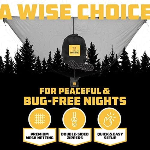 Wise Owl Outfitters Hammock Bug Net – Mosquito Net for Hammock, Lightweight Bug Netting for Camping, Hiking, Backpacking, Forest & Outdoor Use thumbnail 2
