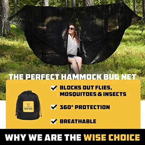 Wise Owl Outfitters Hammock Bug Net – Mosquito Net for Hammock, Lightweight Bug Netting for Camping, Hiking, Backpacking, Forest & Outdoor Use thumbnail 3