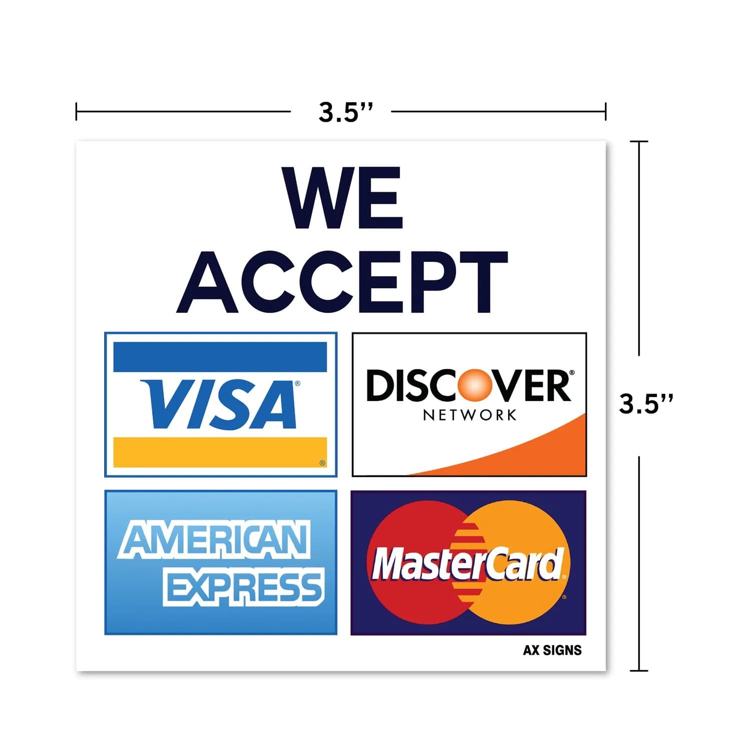 AX Signs Credit Card Acceptance Sign Sticker (2 Pack, 3.5 x 3.5 Inch) | Weather-Resistant Vinyl — 2.5" x 3.5" thumbnail 2