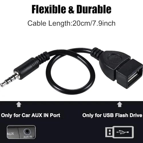 Warmstor 3.5mm AUX to USB 2.0 Female OTG Adapter Cable 20cm (7.9 inch) | Play Music from U-Disk in Your Car thumbnail 6