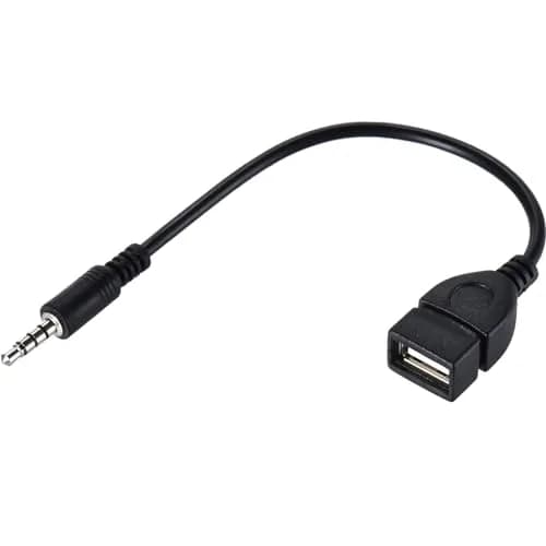 Warmstor 3.5mm AUX to USB 2.0 Female OTG Adapter Cable 20cm (7.9 inch) | Play Music from U-Disk in Your Car thumbnail 1