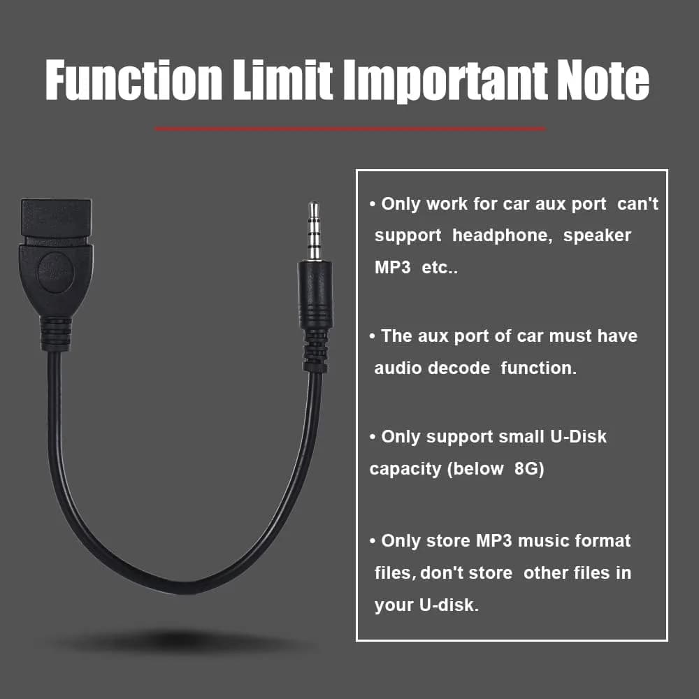 Warmstor 3.5mm AUX to USB 2.0 Female OTG Adapter Cable 20cm (7.9 inch) | Play Music from U-Disk in Your Car - view 3