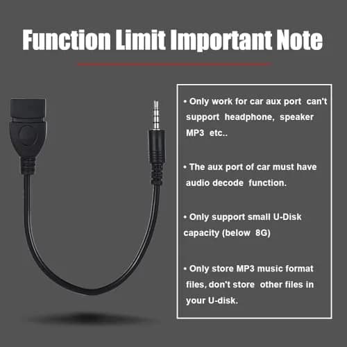 Warmstor 3.5mm AUX to USB 2.0 Female OTG Adapter Cable 20cm (7.9 inch) | Play Music from U-Disk in Your Car thumbnail 3