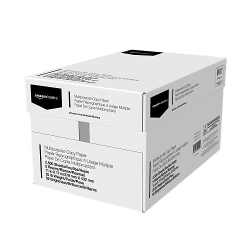 Amazon Basics Multipurpose Copy Printer Paper 11 x 17 Inches 2.27 kg (5 lb) | 92 Bright White, Acid-Free, 2500 Sheets thumbnail 2