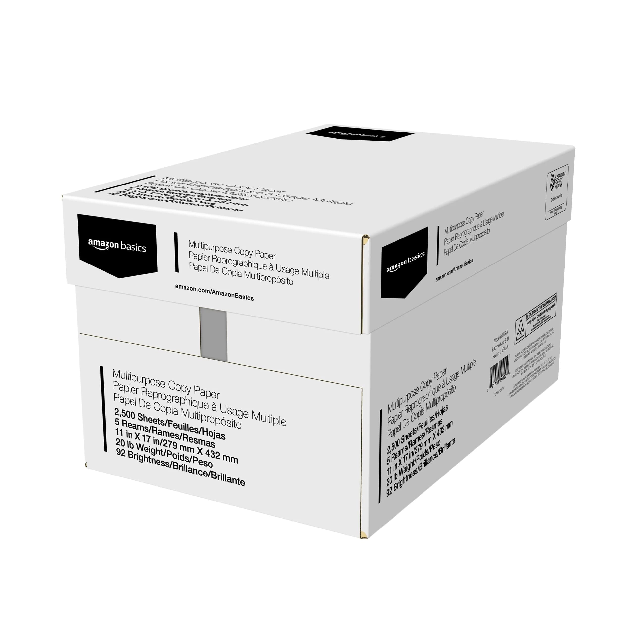 Amazon Basics Multipurpose Copy Printer Paper 11 x 17 Inches 2.27 kg (5 lb) | 92 Bright White, Acid-Free, 2500 Sheets - view 2