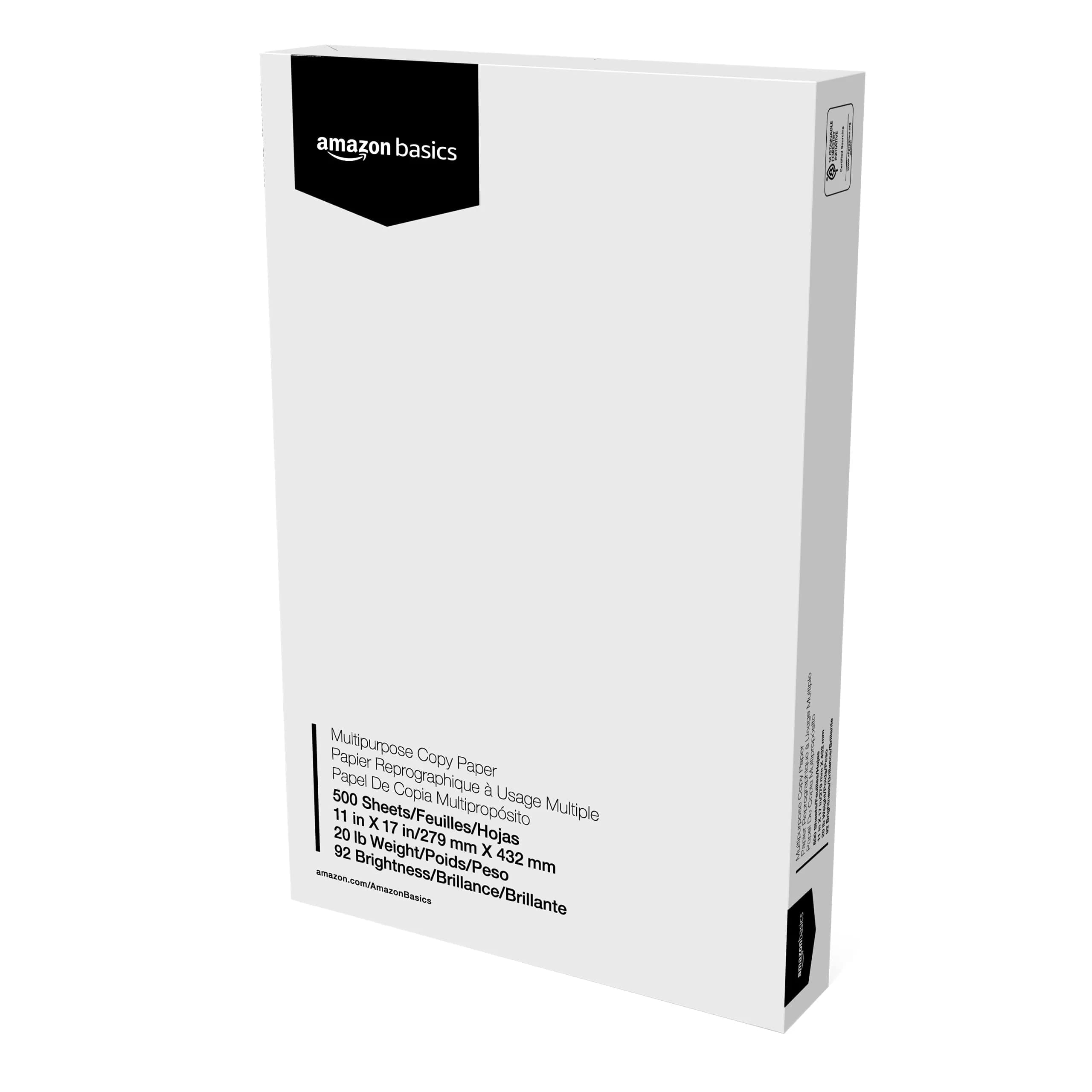 Amazon Basics Multipurpose Copy Printer Paper 11 x 17 Inches 2.27 kg (5 lb) | 92 Bright White, Acid-Free, 2500 Sheets - view 3