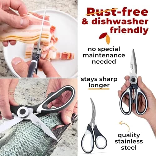 Gidli Kitchen Shears & Seafood Scissors Set - Heavy Duty Stainless Steel, 8" & 7" | Lifetime Warranty thumbnail 5