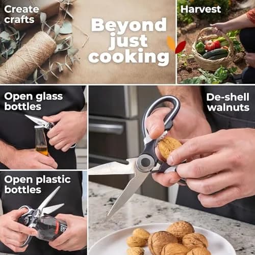 Gidli Kitchen Shears & Seafood Scissors Set - Heavy Duty Stainless Steel, 8" & 7" | Lifetime Warranty thumbnail 6