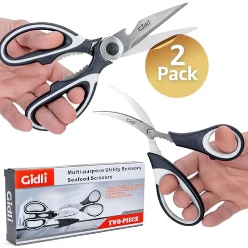 Gidli Kitchen Shears & Seafood Scissors Set - Heavy Duty Stainless Steel, 8" & 7" | Lifetime Warranty thumbnail 9