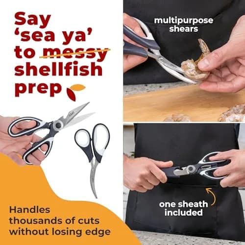 Gidli Kitchen Shears & Seafood Scissors Set - Heavy Duty Stainless Steel, 8" & 7" | Lifetime Warranty thumbnail 2