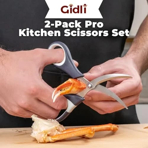 Gidli Kitchen Shears & Seafood Scissors Set - Heavy Duty Stainless Steel, 8" & 7" | Lifetime Warranty thumbnail 4