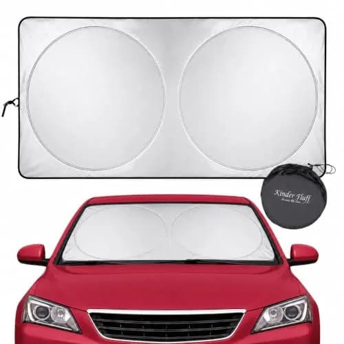 kinder Fluff Windshield Sun Shade Extra Large 62" x 31" | Certified 99.87% UVB & 99.02% UVA Protection thumbnail 1