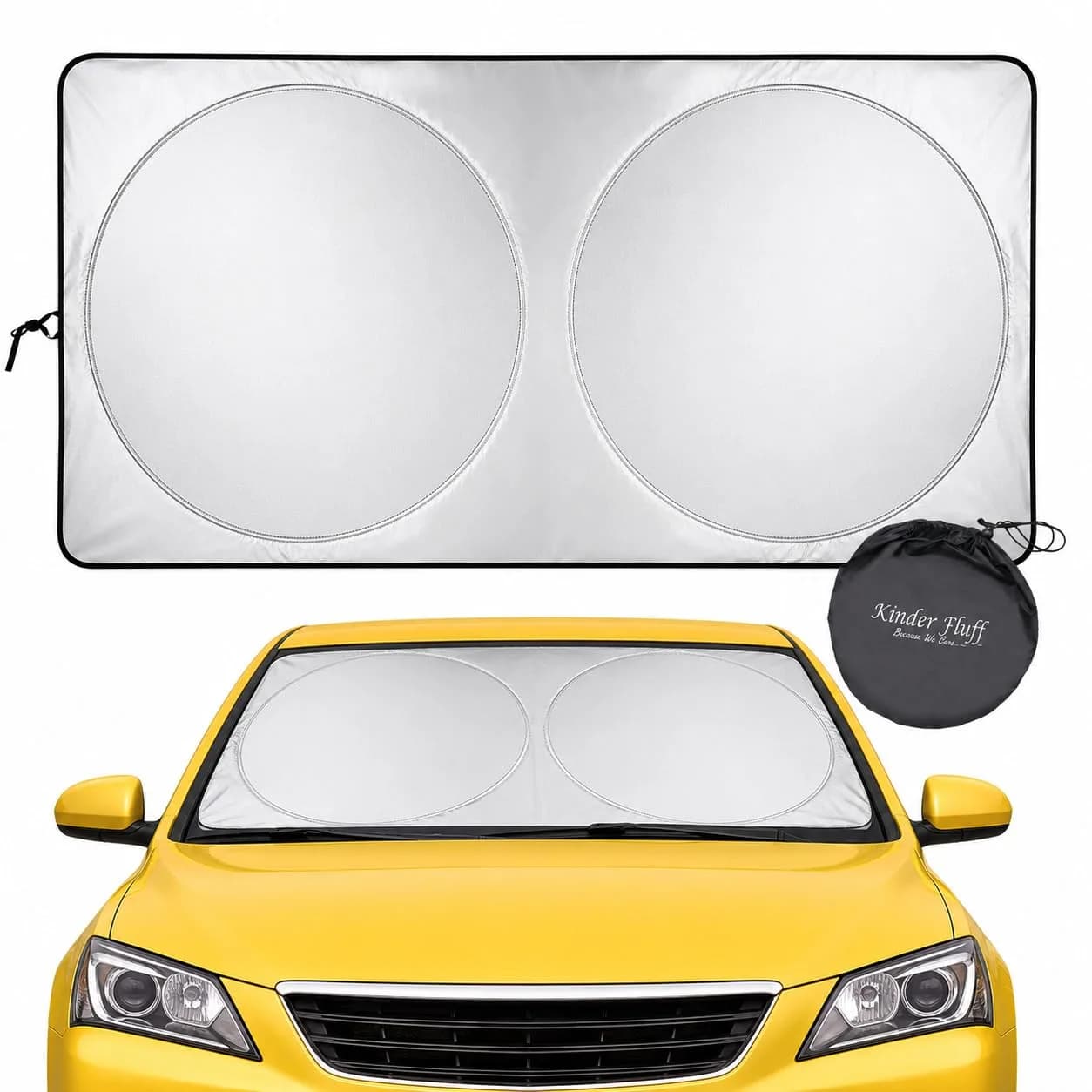 kinder Fluff Windshield Sun Shade 72cm x 150cm (53"x26") | Certified 99.87% UVB & 99.02% UVA Protection thumbnail 1