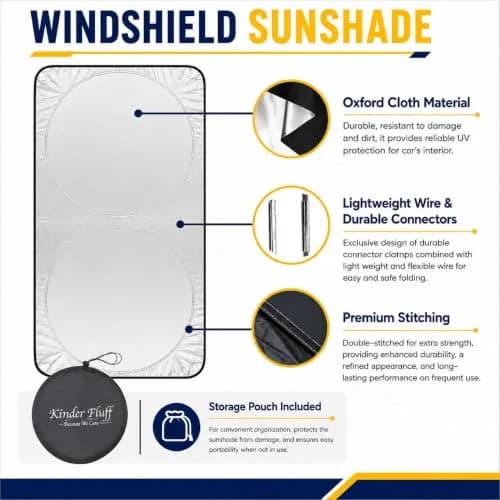 kinder Fluff Windshield Sun Shade 72cm x 150cm (53"x26") | Certified 99.87% UVB & 99.02% UVA Protection thumbnail 6