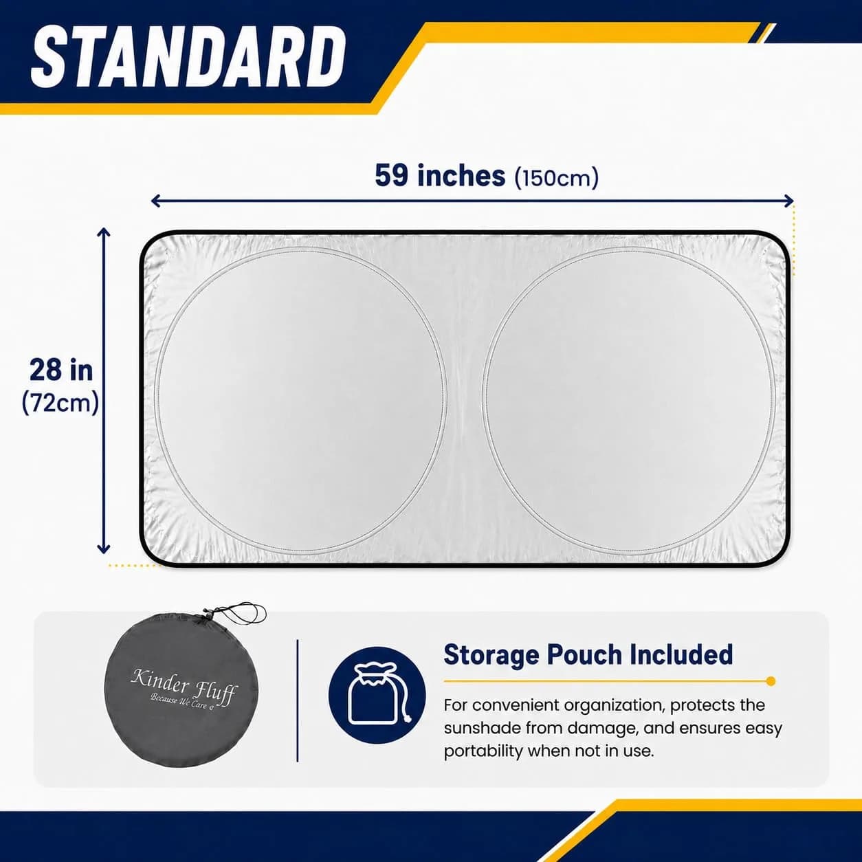 kinder Fluff Windshield Sun Shade 72cm x 150cm (53"x26") | Certified 99.87% UVB & 99.02% UVA Protection thumbnail 4