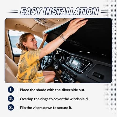 kinder Fluff Windshield Sun Shade Large 149.86cm (59") x 72.39cm (30") | Certified 99.87% UVB & 99.02% UVA Protection thumbnail 8