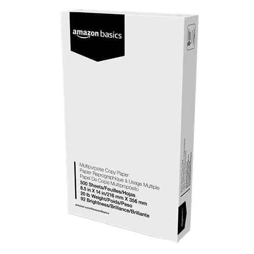 Amazon Basics Multipurpose Copy Printer Paper, 20 lb, 8.5 x 14 Inches, 10 Reams (5,000 Sheets), 92 Bright White | Acid-Free Legal Size Paper thumbnail 3